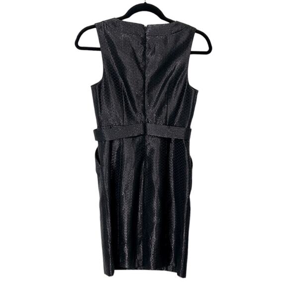 Anthropologie Maeve Cross Front Black Shimmering Sheath Dress size 0P - Picture 4 of 6